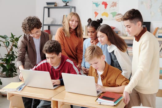 students in a classroom engaging with a teacher