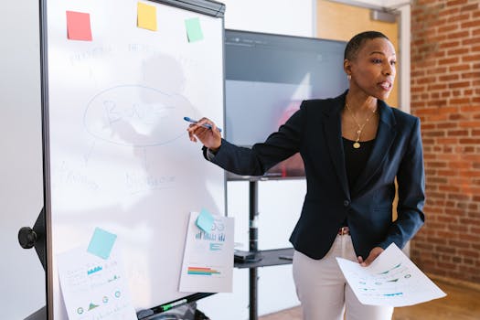 a nurse planning her monthly budget on a whiteboard