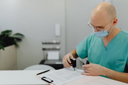 image of healthcare worker filing paperwork