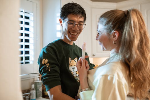 happy couple in their kitchen